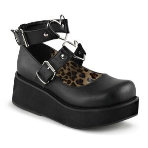 Demonia Black Platform Shoes with Leopard Print